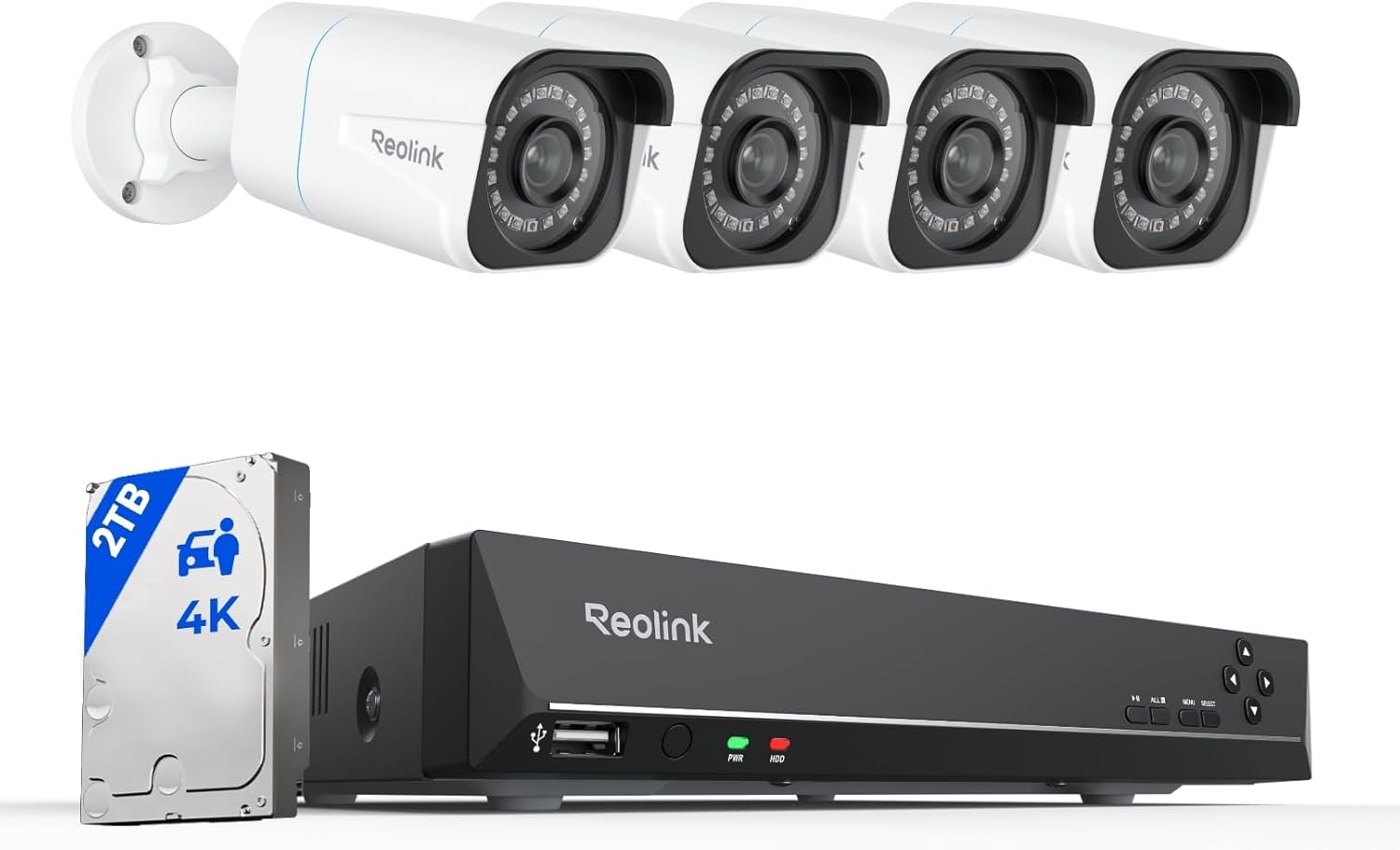 Reolink RLK8-800B4 NVR 8CH + 4 cámaras 4K