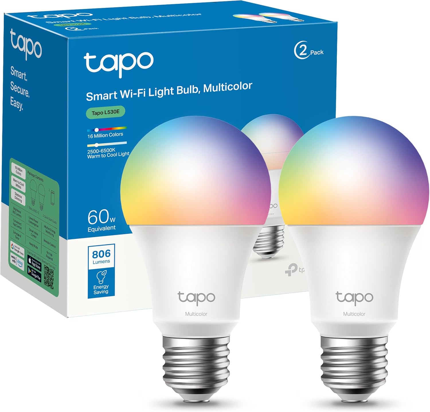 TP-Link Tapo L530E Matter WiFi — bombilla inteligente 806 lúmenes